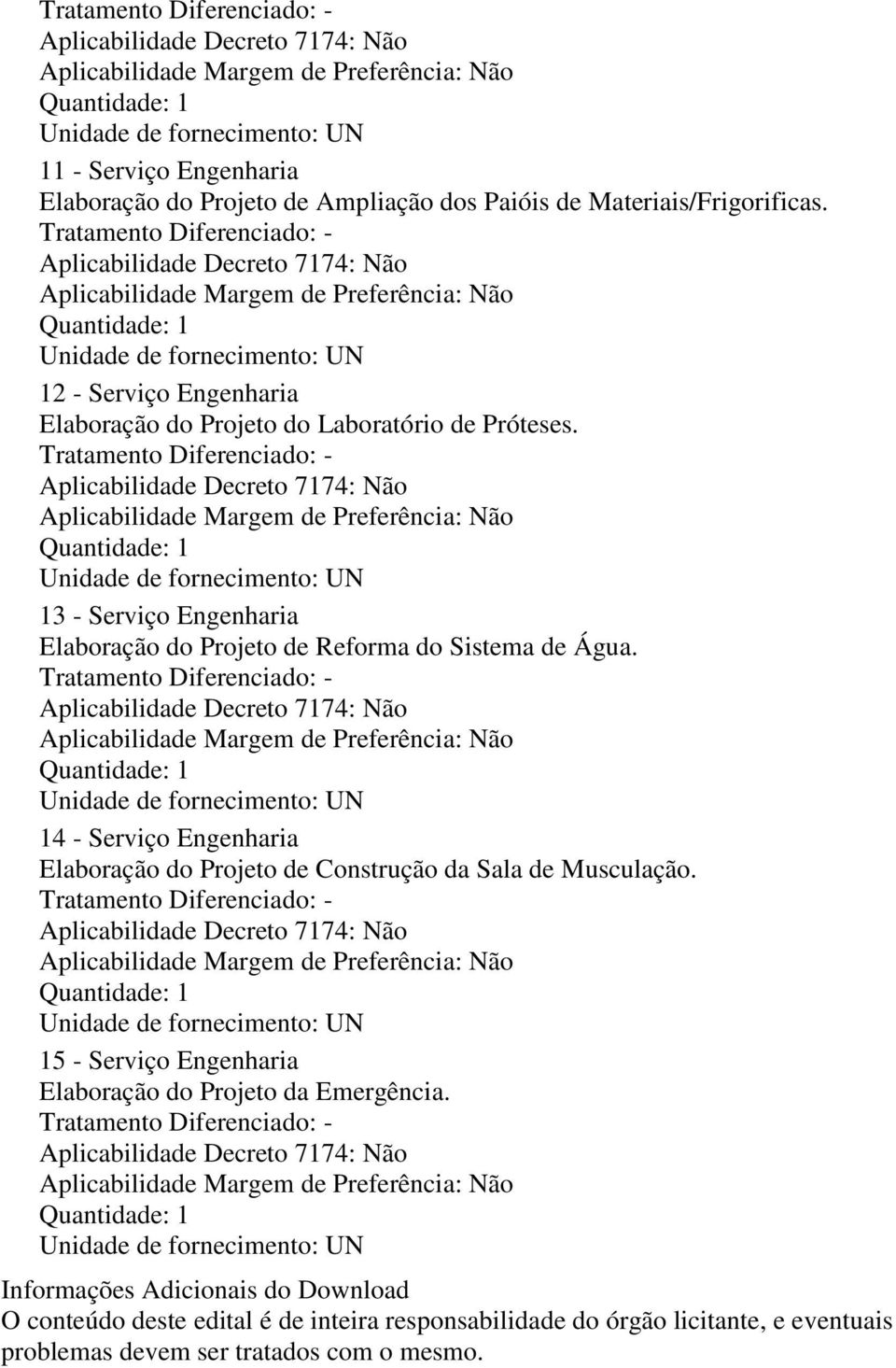 13 - Serviço Engenharia Elaboração do Projeto de Reforma do Sistema de Água.