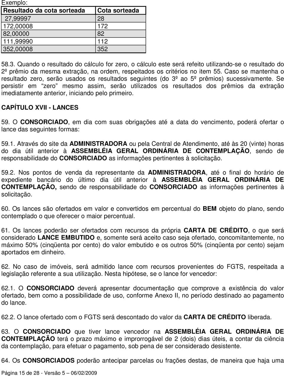 Caso se mantenha o resultado zero, serão usados os resultados seguintes (do 3º ao 5º prêmios) sucessivamente.