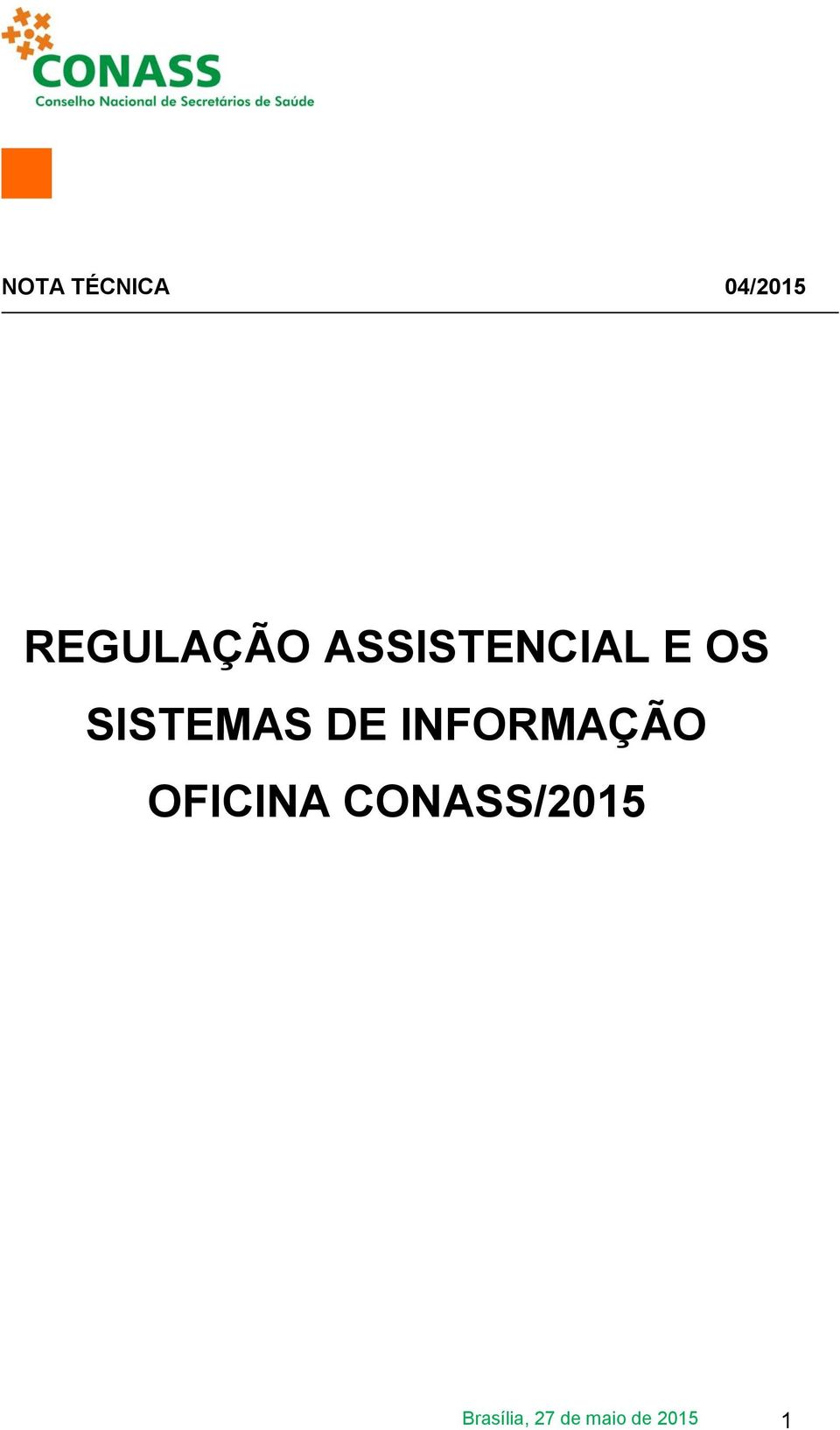 INFORMAÇÃO OFICINA CONASS/2015