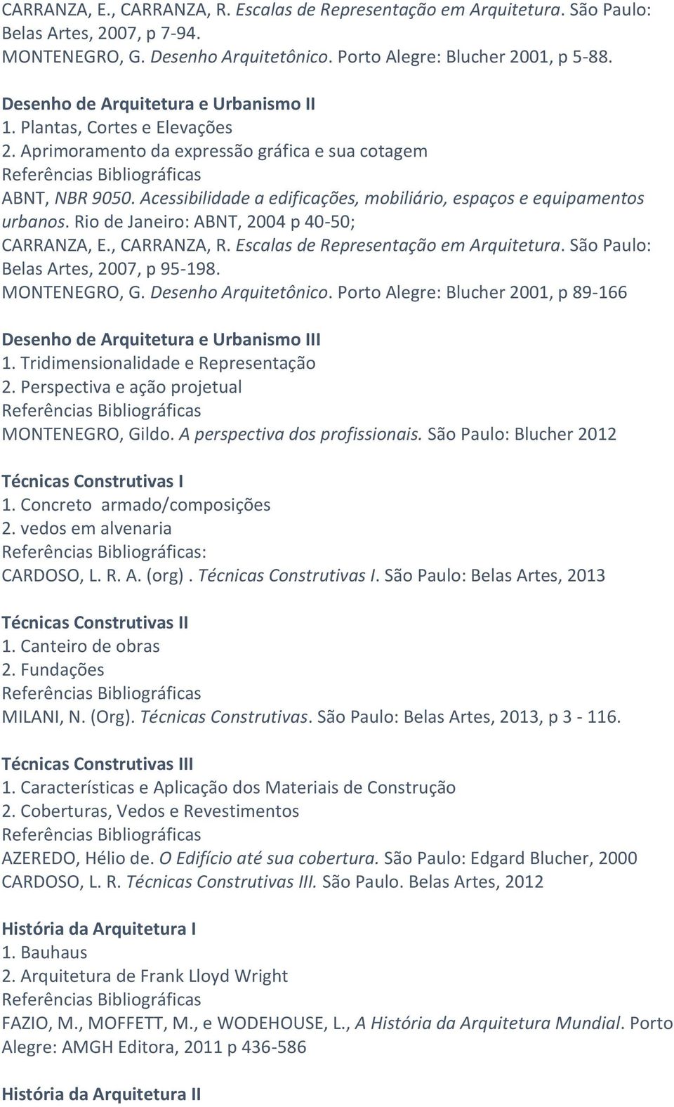 Acessibilidade a edificações, mobiliário, espaços e equipamentos urbanos. Rio de Janeiro: ABNT, 2004 p 40-50; CARRANZA, E., CARRANZA, R. Escalas de Representação em Arquitetura.