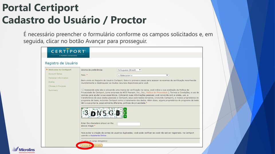 formulário conforme os campos solicitados