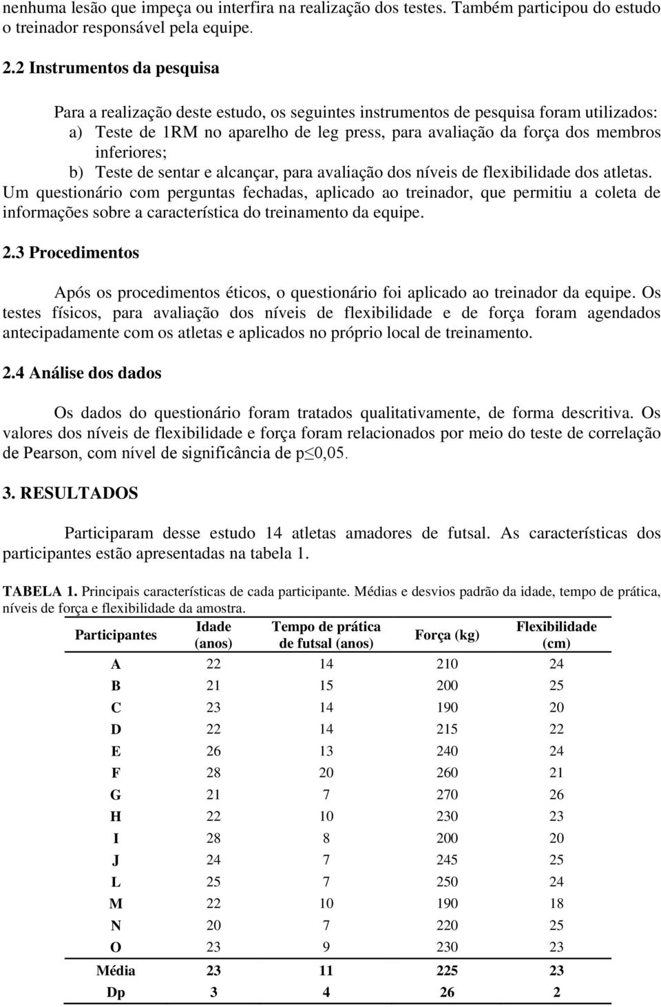 inferiores; b) Teste de sentar e alcançar, para avaliação dos níveis de flexibilidade dos atletas.