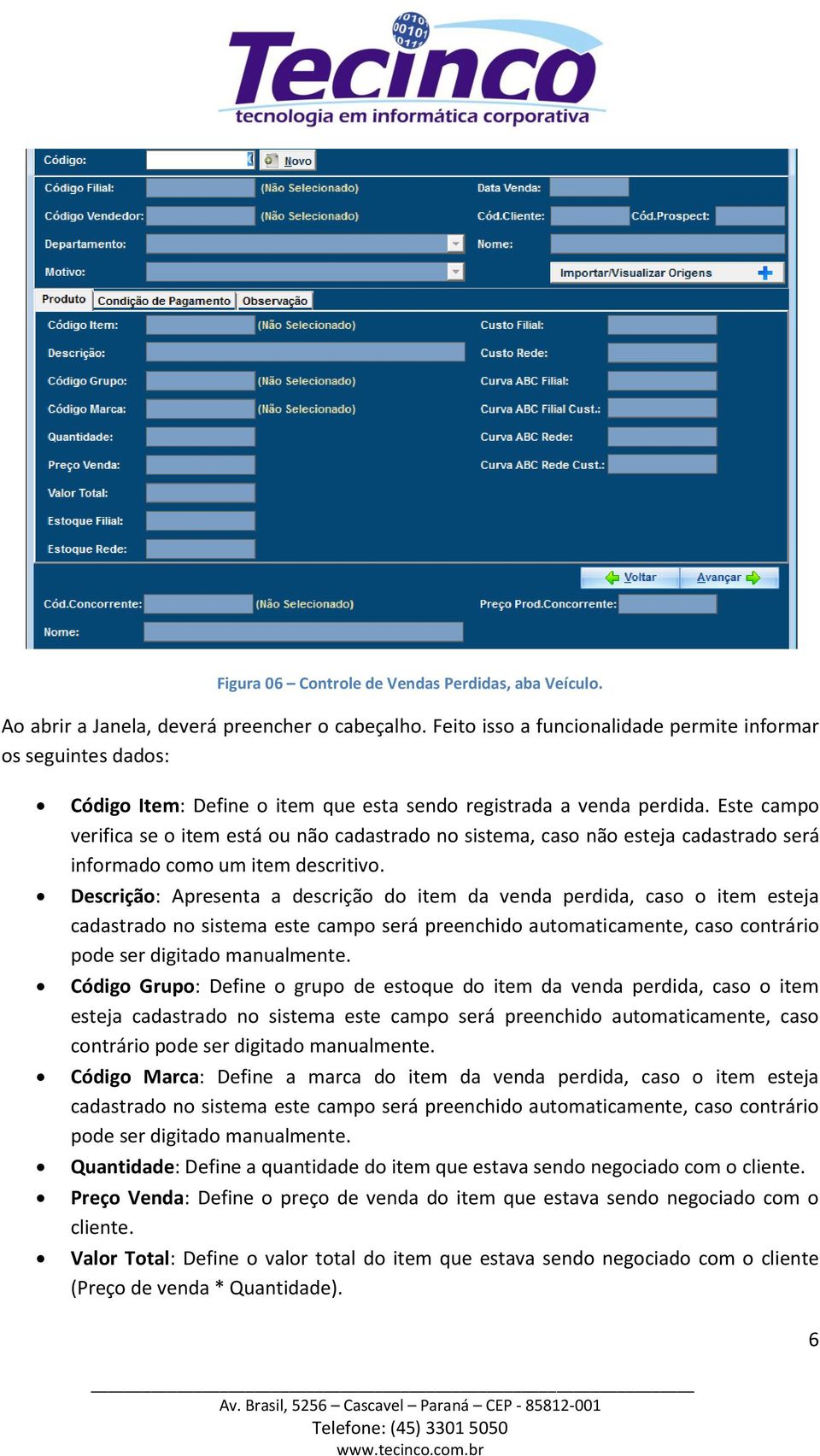 Este campo verifica se o item está ou não cadastrado no sistema, caso não esteja cadastrado será informado como um item descritivo.