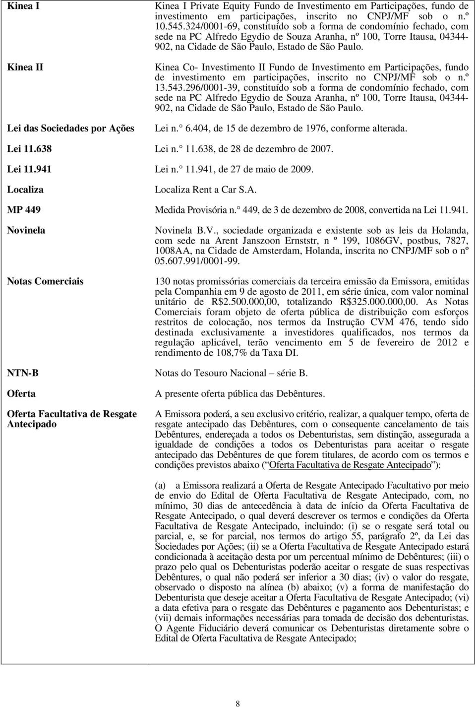 Kinea Co- Investimento II Fundo de Investimento em Participações, fundo de investimento em participações, inscrito no CNPJ/MF sob o n.º 13.543.