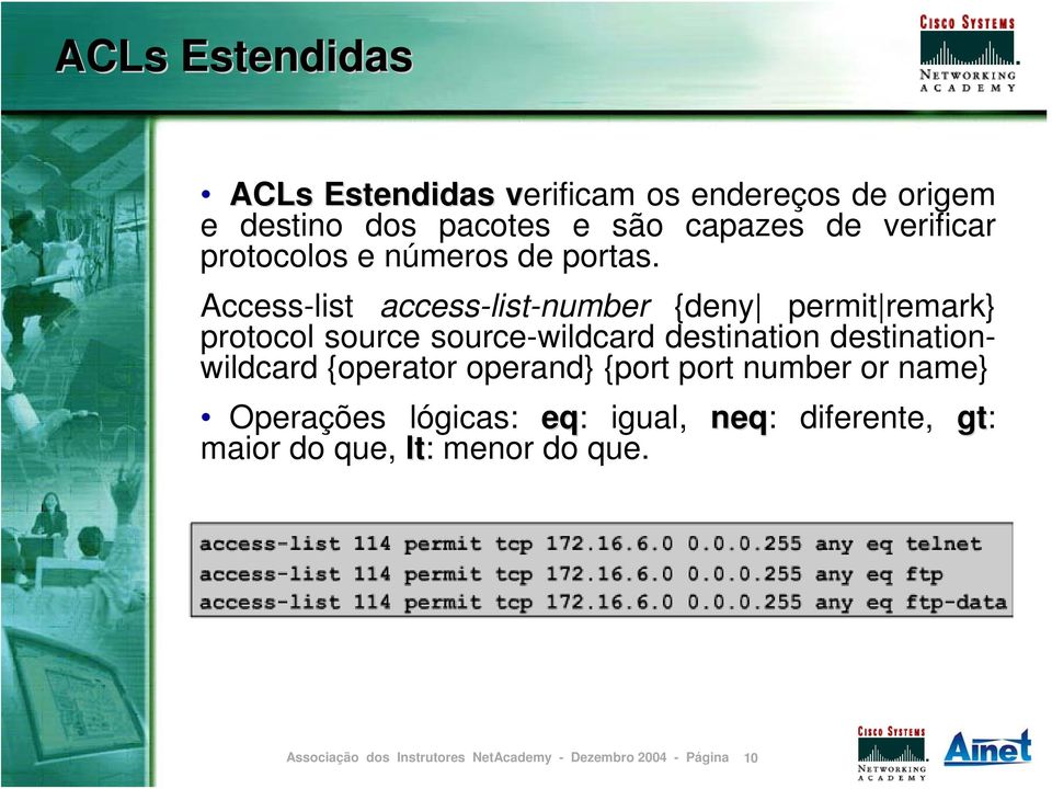 Access-list access-list-number {deny permit remark} protocol source source-wildcard destination