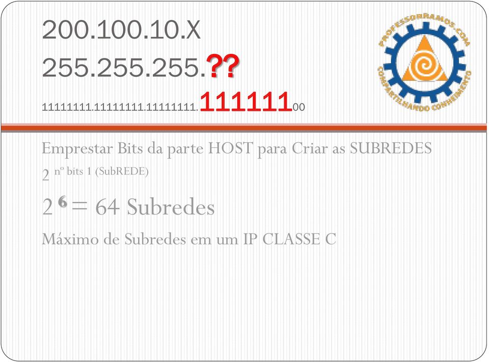 HOST para Criar as SUBREDES 2 nº bits