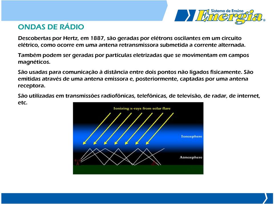 São usadas para comunicação à distância entre dois pontos não ligados fisicamente.