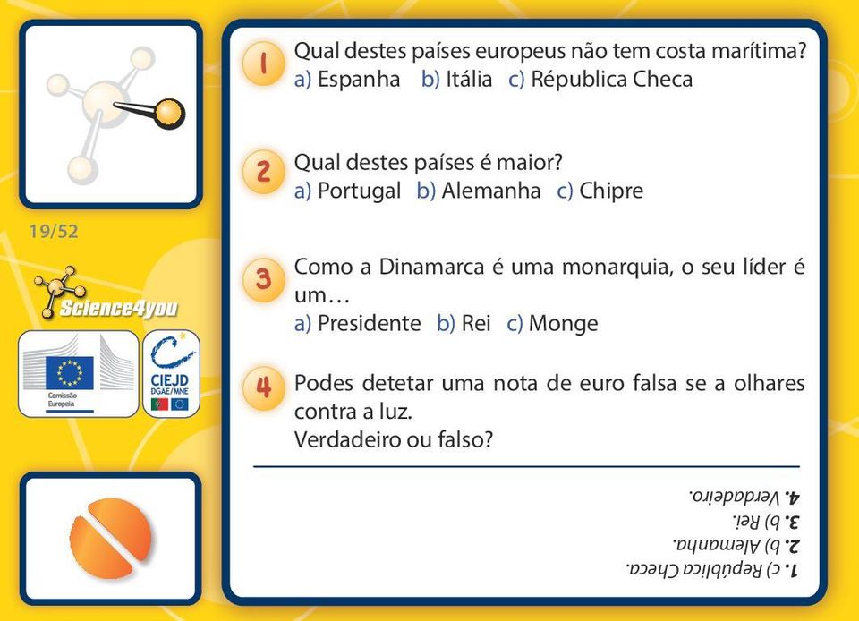 a) Portugal b) Alemanha c) Chipre 19/52 Como a Dinamarca é uma monarquia, o seu líder é um