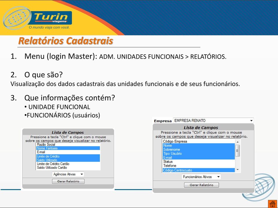 Visualização dos dados cadastrais das unidades funcionais e de