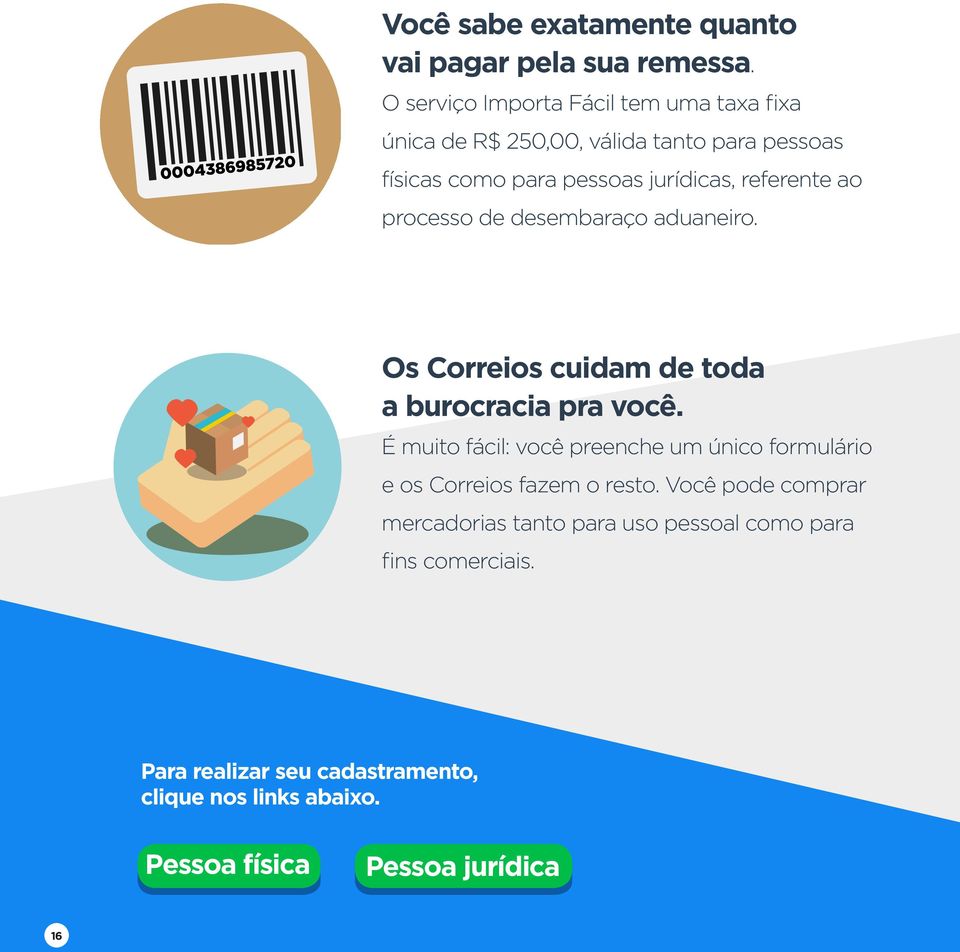 referente ao processo de desembaraço aduaneiro. Os Correios cuidam de toda a burocracia pra você.