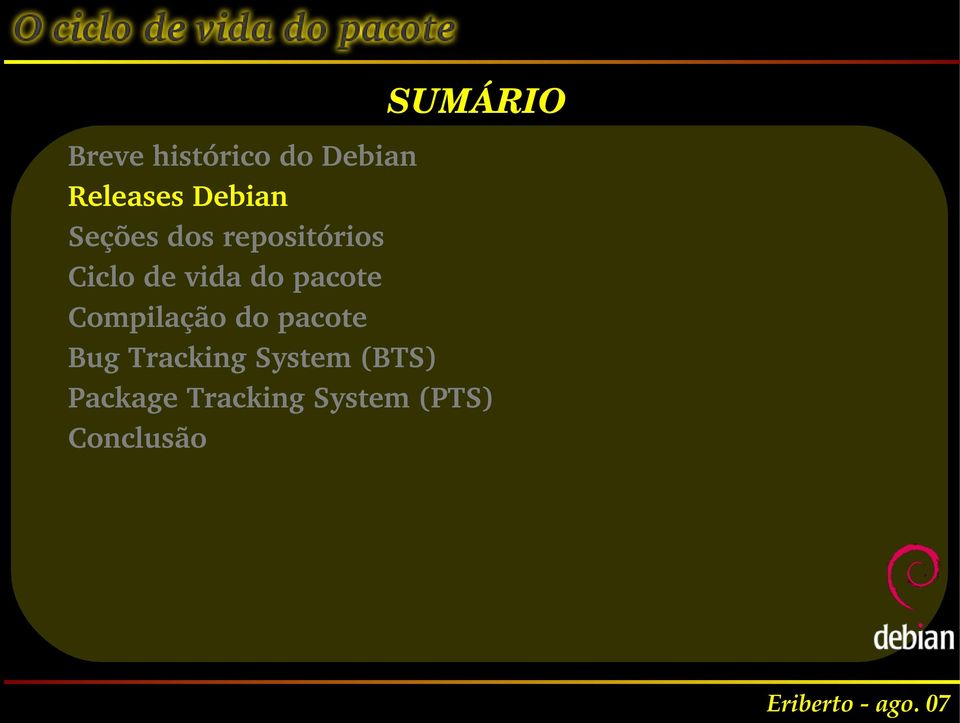 do pacote Compilação do pacote Bug Tracking