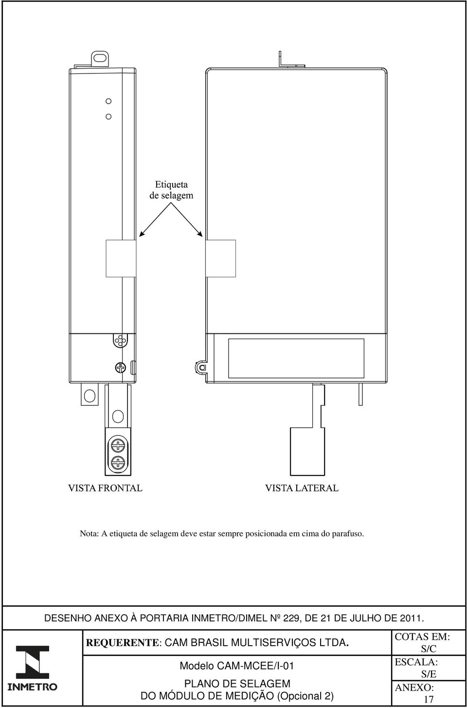 DESENHO ANEXO À PORTARIA INMETRO/DIMEL Nº 229, DE