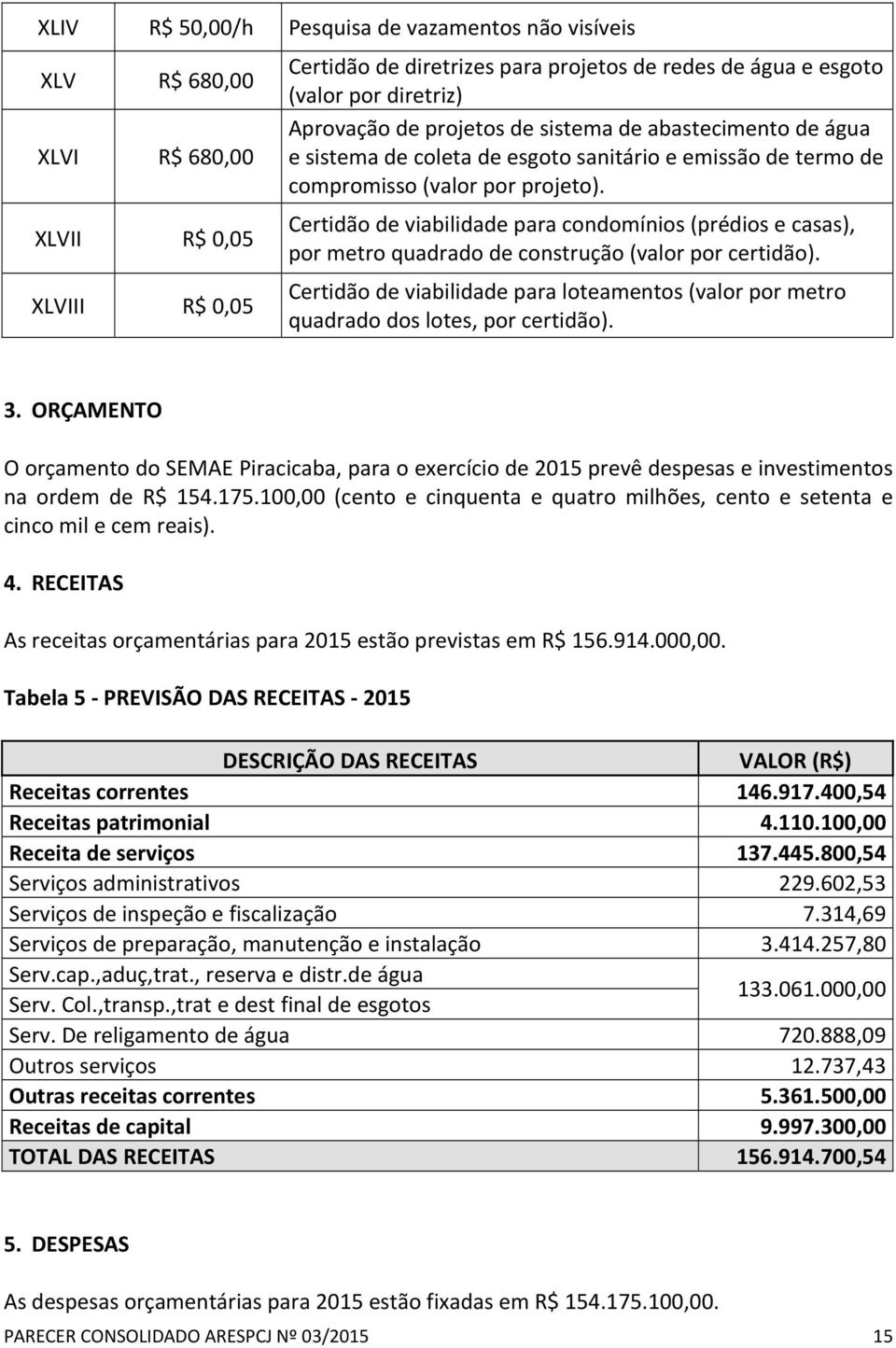 Certidão de viabilidade para condomínios (prédios e casas), por metro quadrado de construção (valor por certidão).