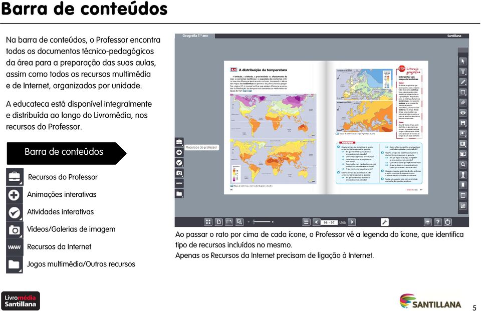 Barra de conteúdos Recursos do Professor Animações interativas Atividades interativas Vídeos/Galerias de imagem Recursos da Internet Jogos multimédia/outros recursos Ao