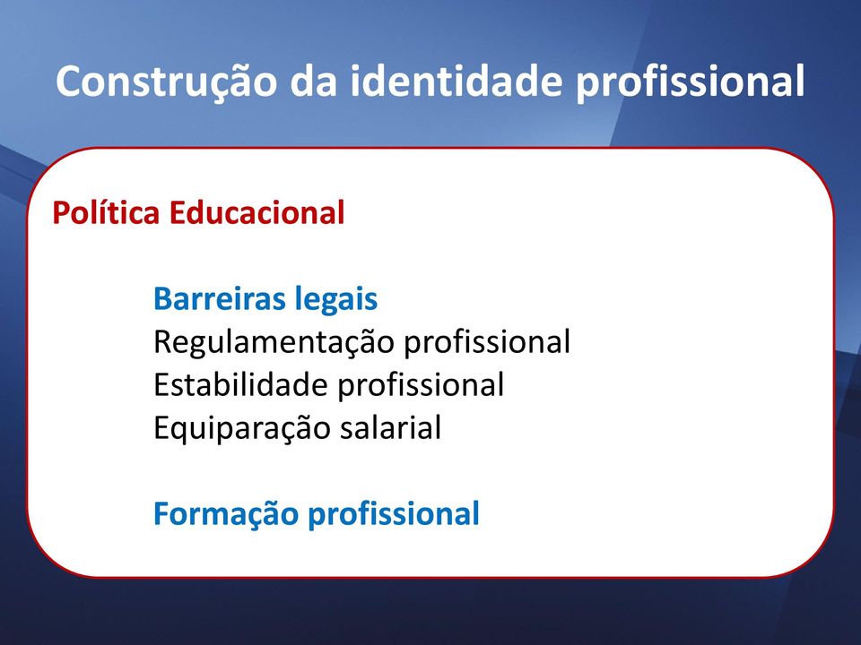 Regulamentação profissional Estabilidade