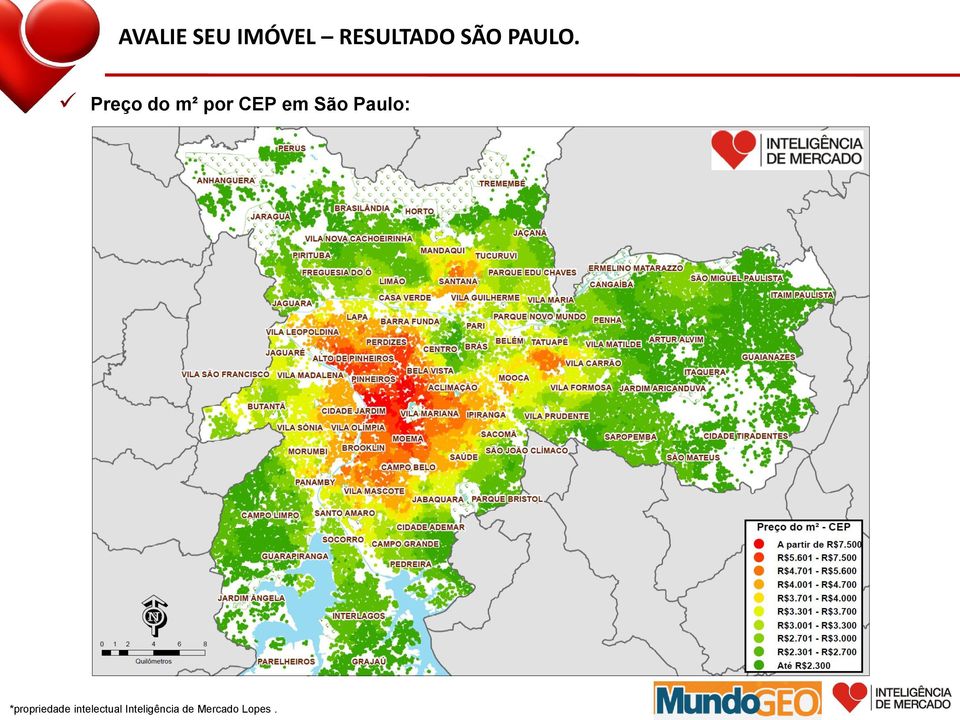 Preço do m² por CEP em São