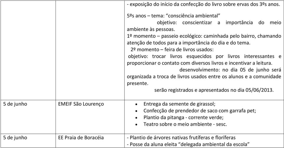 2º momento feira de livros usados: objetivo: trocar livros esquecidos por livros interessantes e proporcionar o contato com diversos livros e incentivar a leitura.