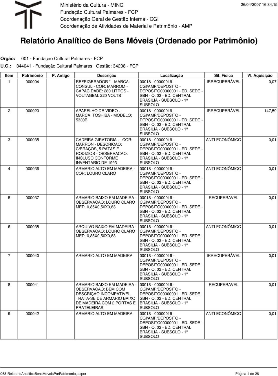 CLARO MED. 0,85X0,50X0,83 6 000038 ARQUIVO BAIXO EM MADEIRA - OBSERVACAO: LOURO CLARO MED.