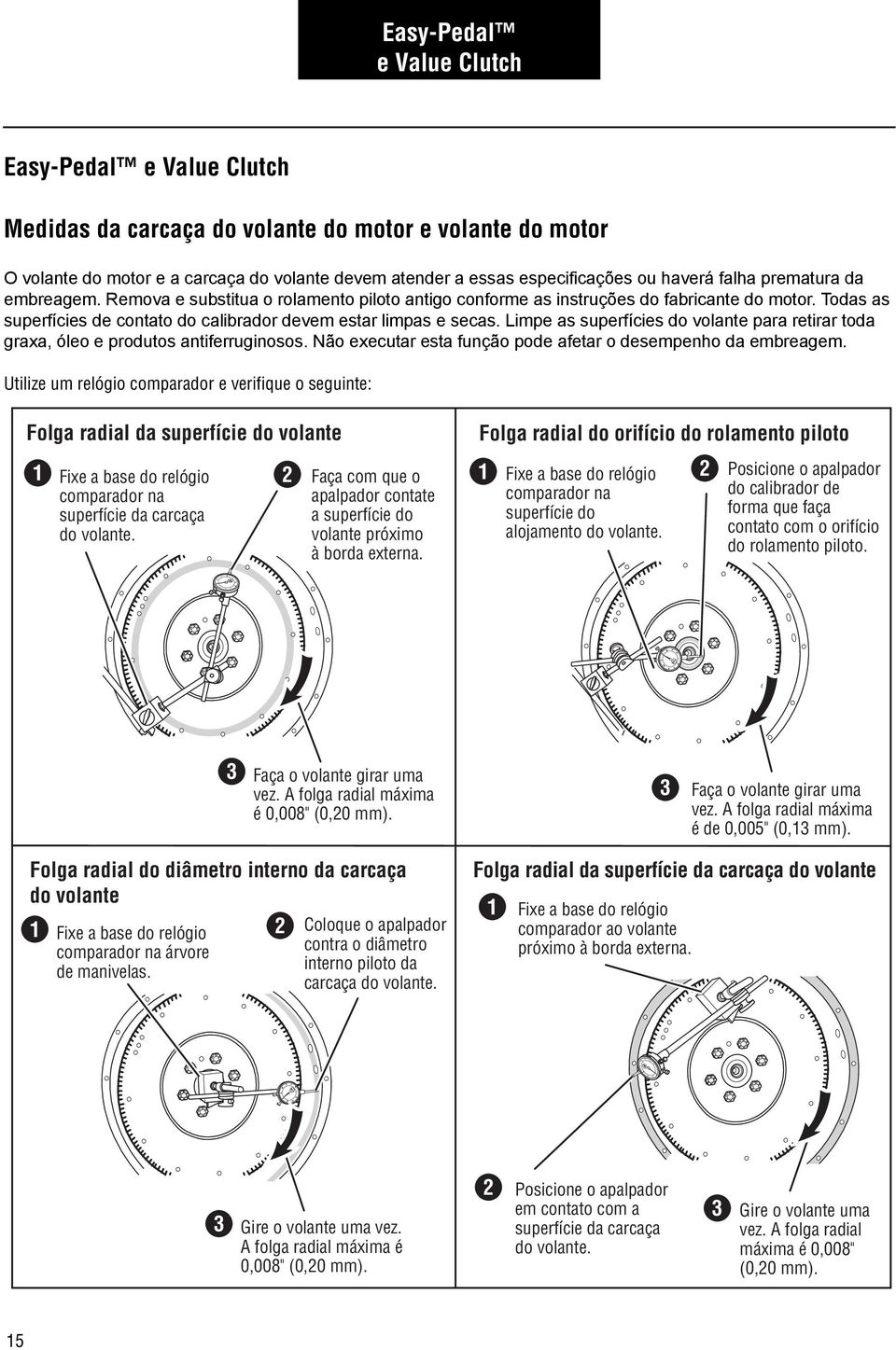 Limpe as superfícies do volante para retirar toda graxa, óleo e produtos antiferruginosos. Não executar esta função pode afetar o desempenho da embreagem.