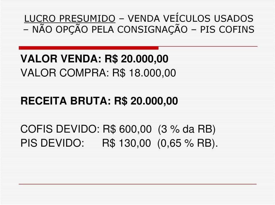 000,00 VALOR COMPRA: R$ 18.000,00 RECEITA BRUTA: R$ 20.