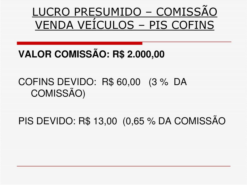 000,00 COFINS DEVIDO: R$ 60,00 (3 % DA