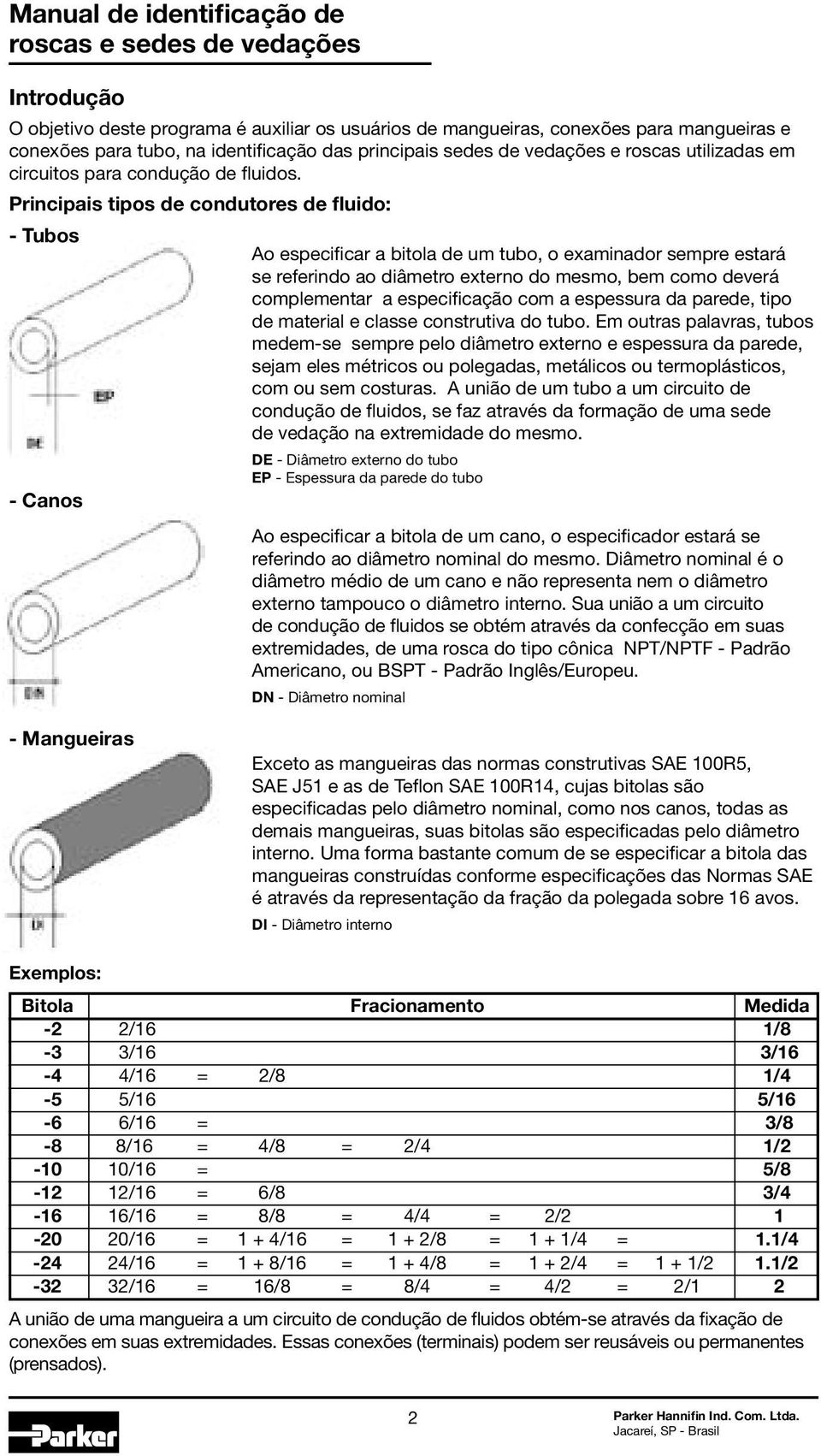 Principais tipos de condutores de fluido: - Tubos - Canos Ao especificar a bitola de um tubo, o examinador sempre estará se referindo ao diâmetro externo do mesmo, bem como deverá complementar a