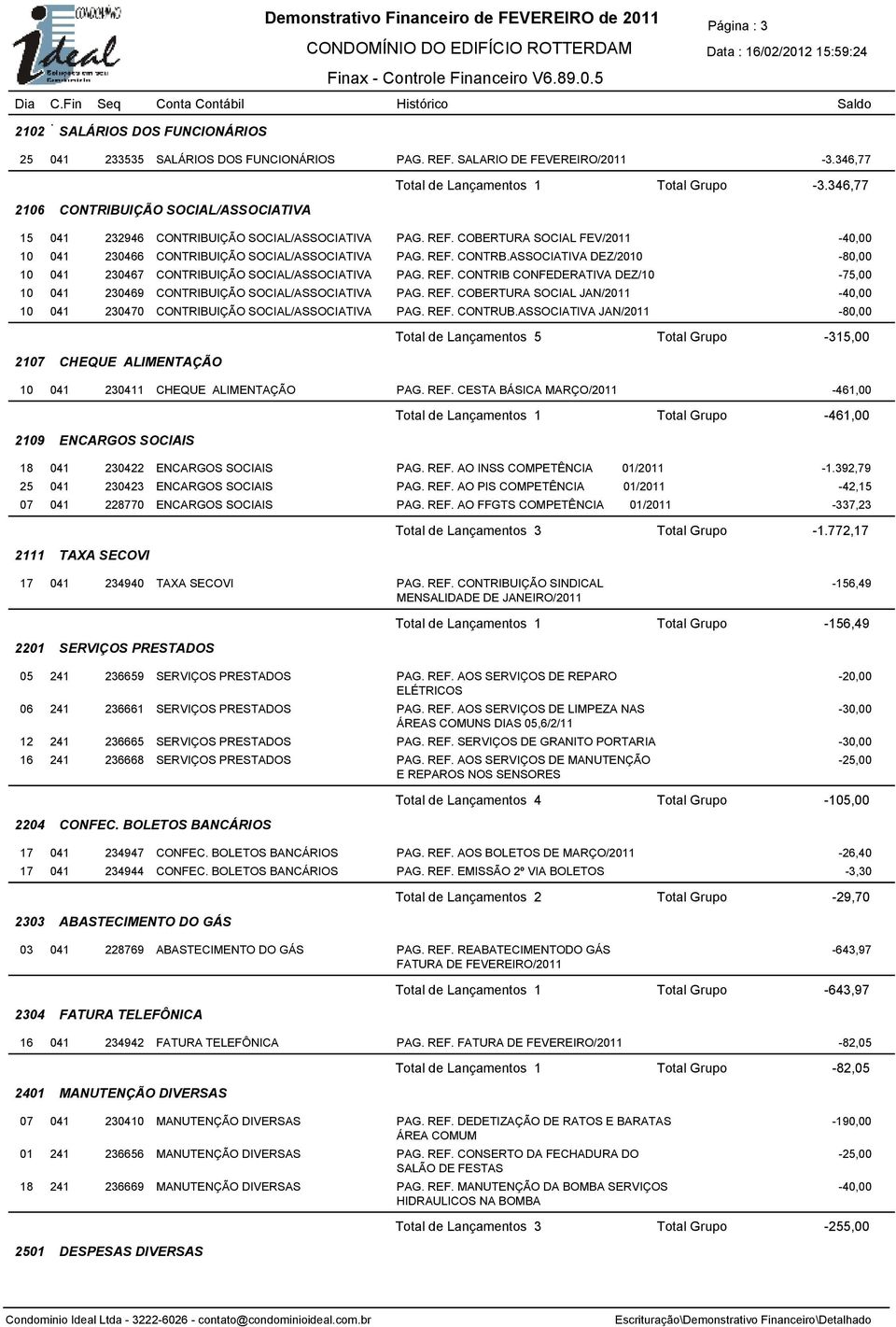SOCIAL/ASSOCIATIVA PAG REF CONTRIB CONFEDERATIVA DEZ/10-75,00 10 041 230469 CONTRIBUIÇÃO SOCIAL/ASSOCIATIVA PAG REF COBERTURA SOCIAL JAN/2011-40,00 10 041 230470 CONTRIBUIÇÃO SOCIAL/ASSOCIATIVA PAG