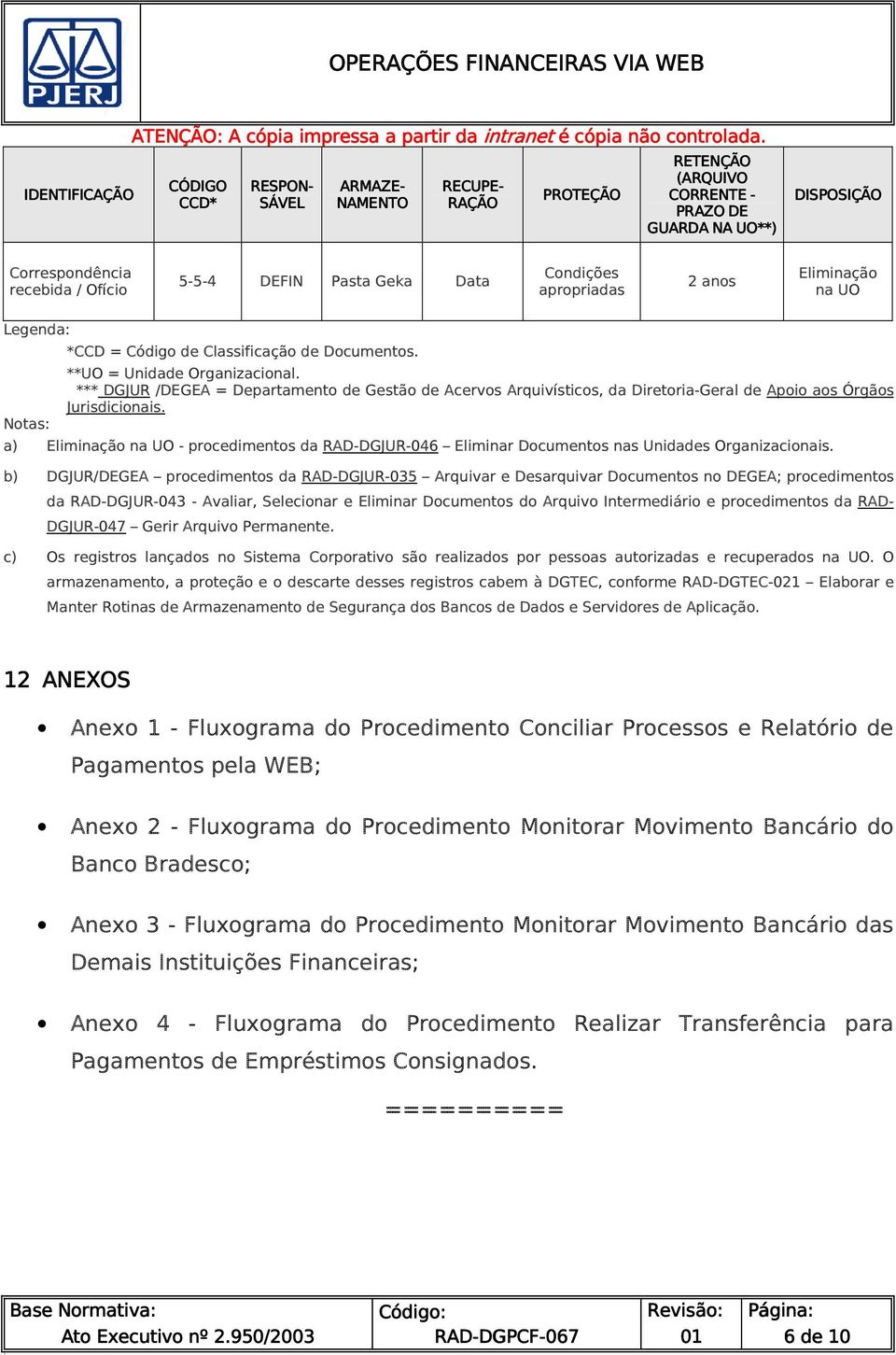 *** DGJUR /DEGEA = Departamento de Gestão de Acervos Arquivísticos, da Diretoria-Geral de Apoio aos Órgãos Jurisdicionais.