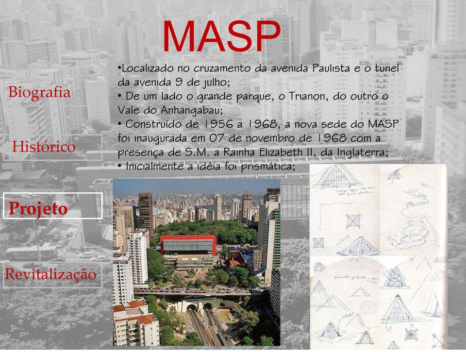 a 1968, a nova sede do MASP foi inaugurada em 07 de novembro de 1968 com a presença