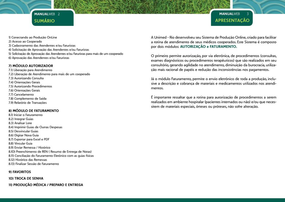 2) Liberação de Atendimento para mais de um cooperado 7.3) Autorizando Consulta 7.4) Orientações Gerais 7.5) Autorizando Procedimentos 7.6) Orientações Gerais 7.7) Cancelamento 7.