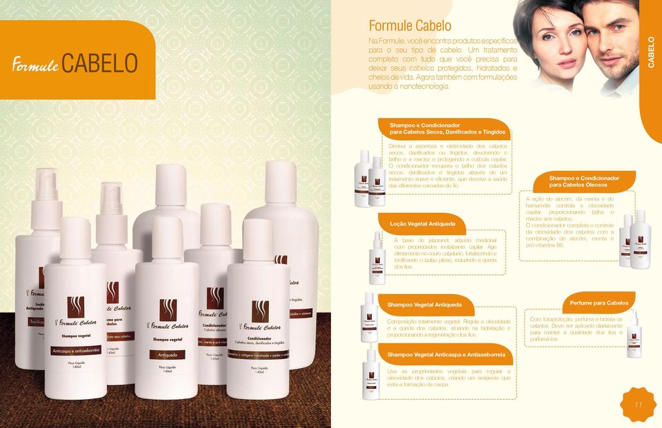 CABELO Shampoo e Condicionador para Cabelos Secos, Danificados e Tingidos Diminui a aspereza e eletricidade dos cabelos secos, danificados ou tingidos, devolvendo o brilho e a maciez e protegendo a