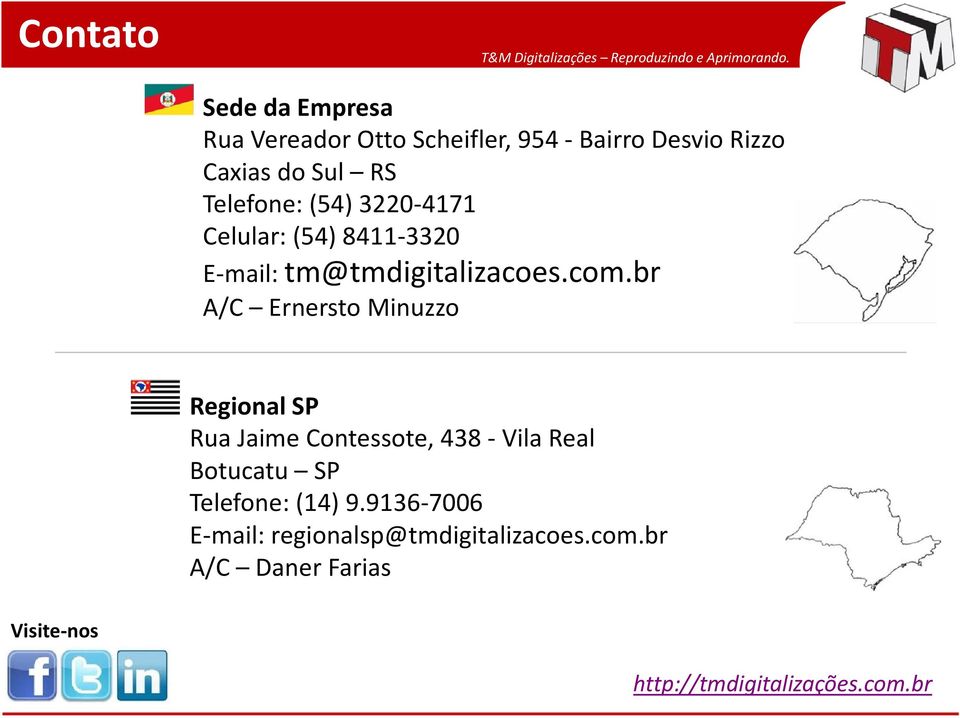 br A/C Ernersto Minuzzo Regional SP Rua Jaime Contessote, 438 - Vila Real Botucatu SP Telefone: