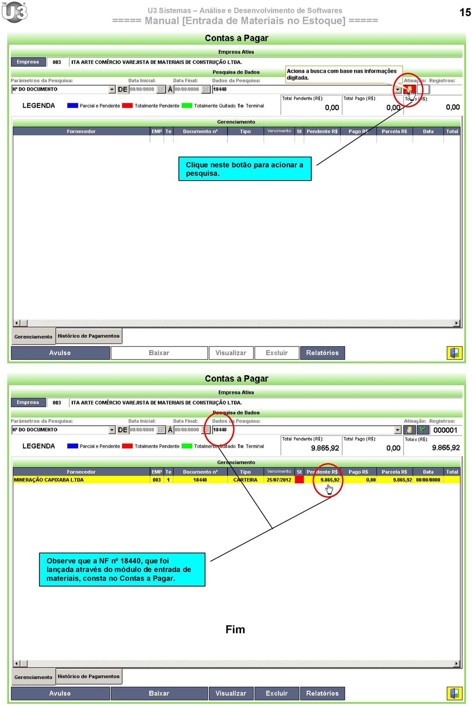 Observe que a NF nº 18440, que foi