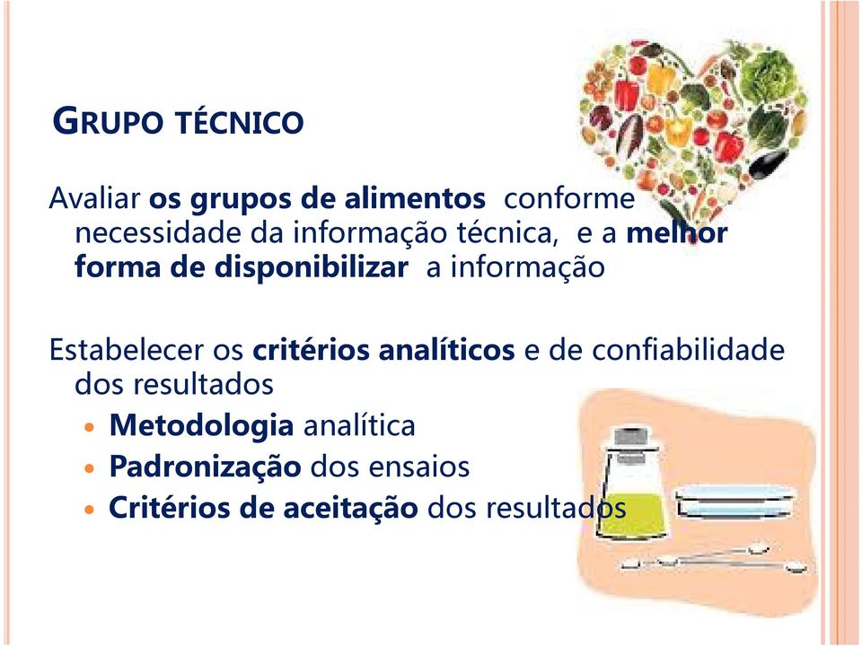 Estabelecer os critérios analíticos e de confiabilidade dos resultados