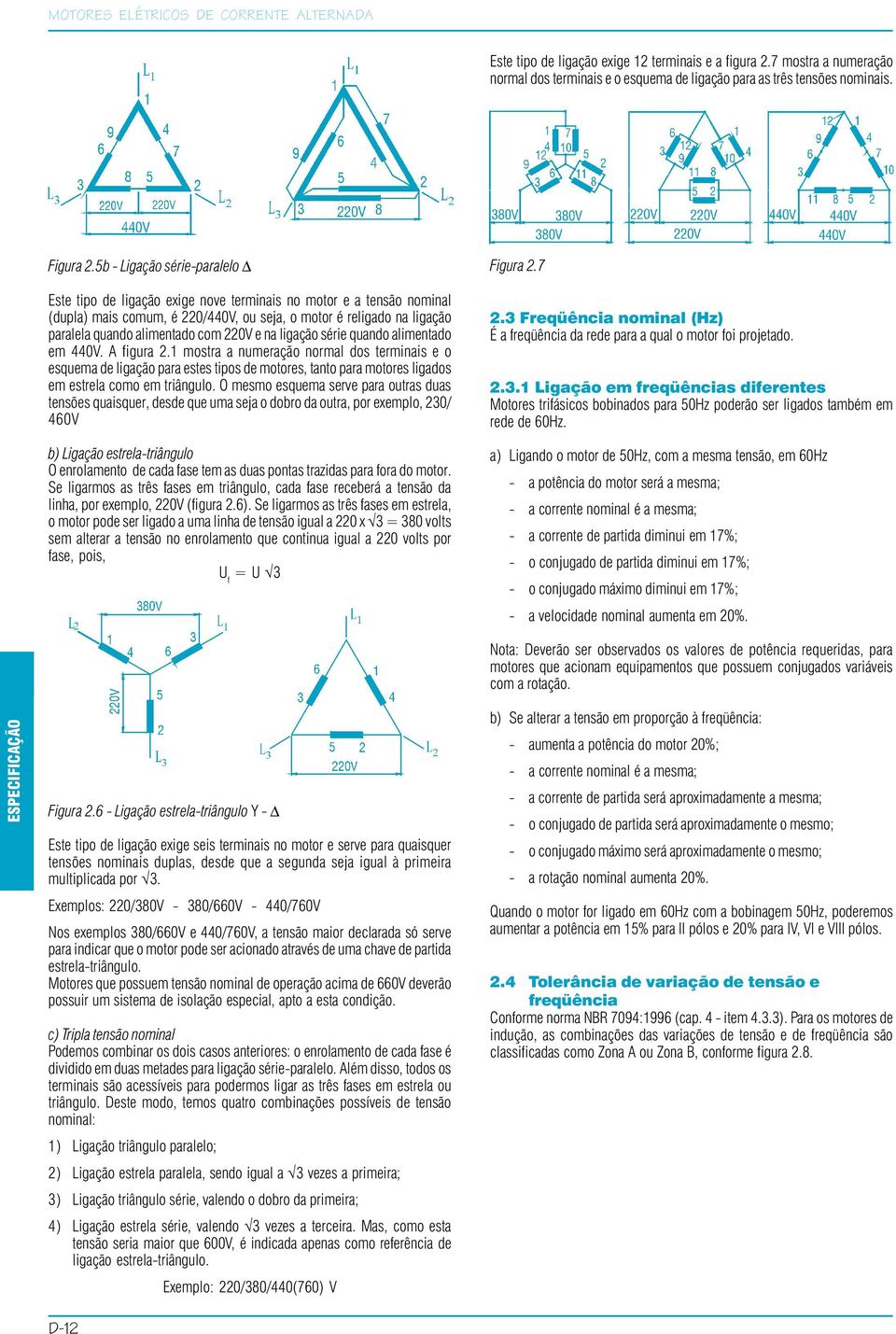 220V e na ligação série quando alimentado em 440V. A figura 2.