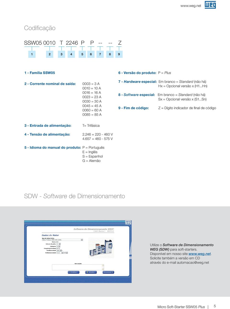 ..Hn) 8 - Software especial: Em branco = Standard (não há) Sx = Opcional versão x (S1.