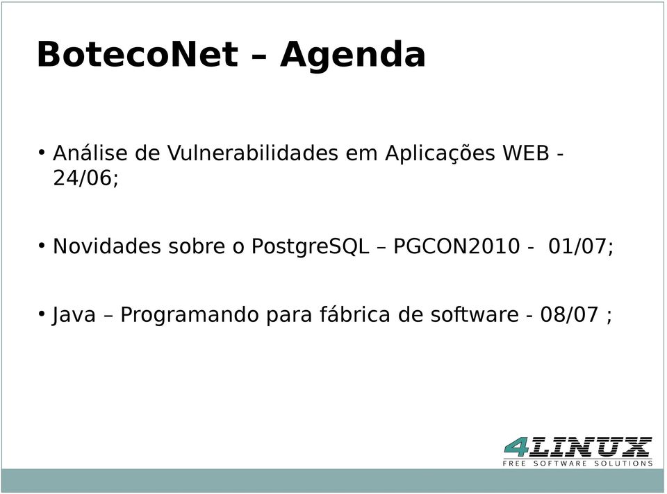 24/06; Novidades sobre o PostgreSQL