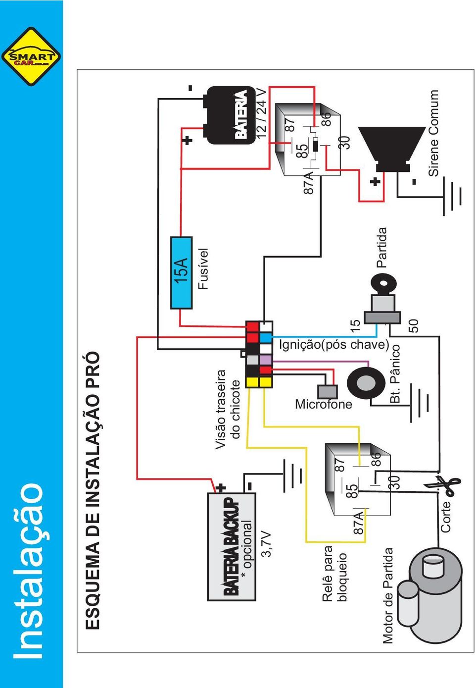 Comum Microfone 87 Fusível 12 / 24 V 87A 85 30 87 86 + Relê para