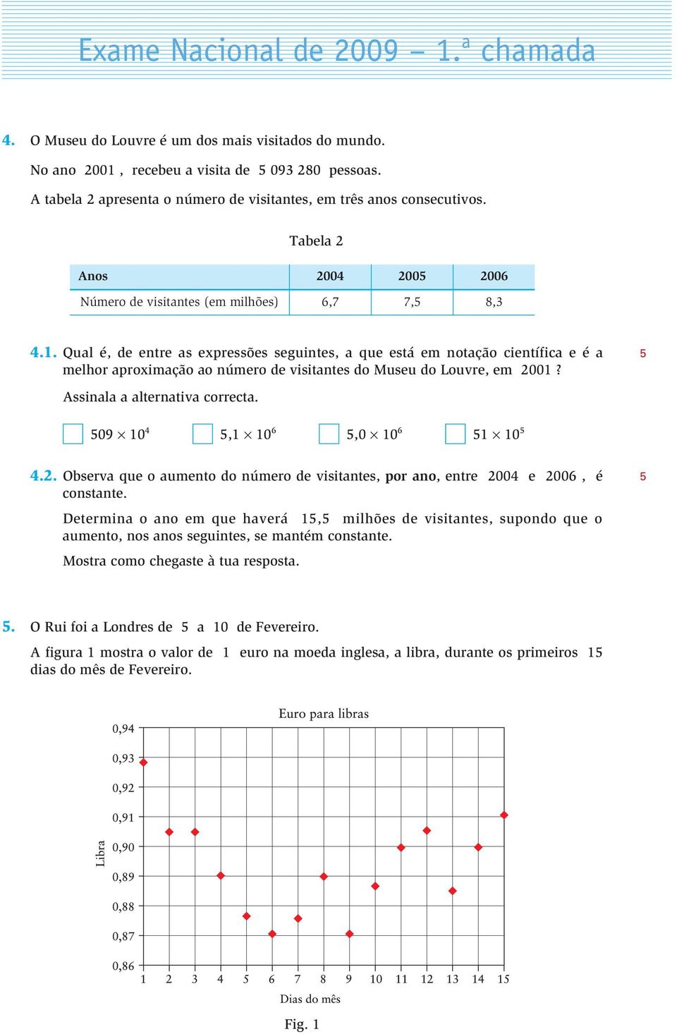 Qual é, de entre as expressões seguintes, a que está em notação científica e é a melhor aproximação ao número de visitantes do Museu do Louvre, em 20