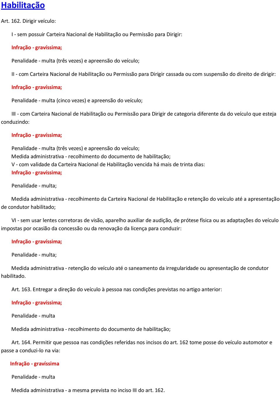 Permissão para Dirigir cassada ou com suspensão do direito de dirigir: Penalidade - multa (cinco vezes) e apreensão do veículo; III - com Carteira Nacional de Habilitação ou Permissão para Dirigir de