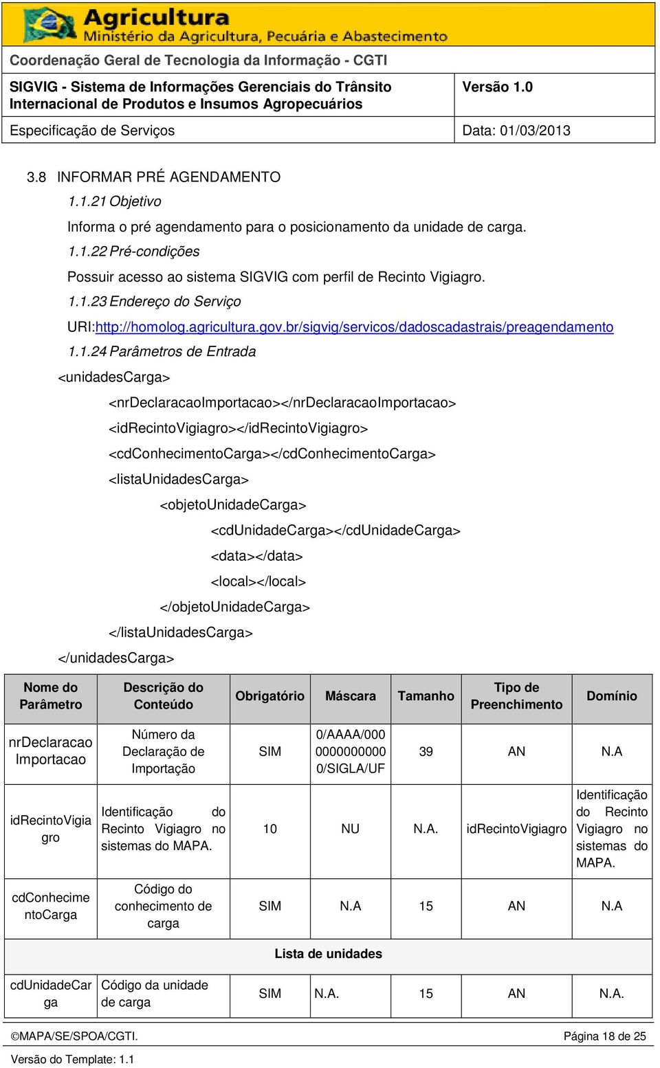 <idrecintovigiagro></idrecintovigiagro> <cdconhecimentocarga></cdconhecimentocarga> <listaunidadescarga> <objetounidadecarga> <cdunidadecarga></cdunidadecarga> <data></data> <local></local>