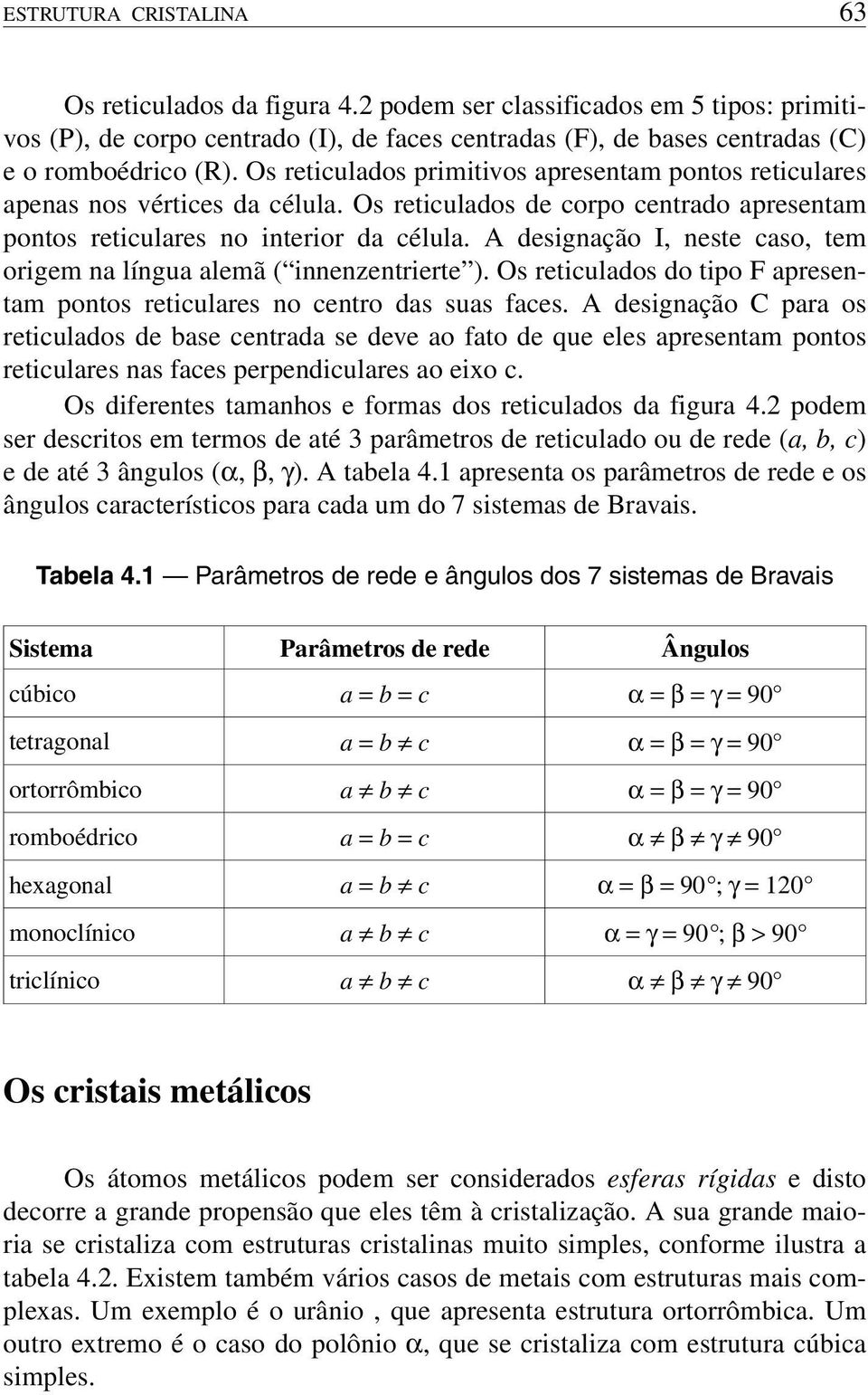 A designação I, neste caso, tem origem na língua alemã ( innenzentrierte ). Os reticulados do tipo F apresentam pontos reticulares no centro das suas faces.