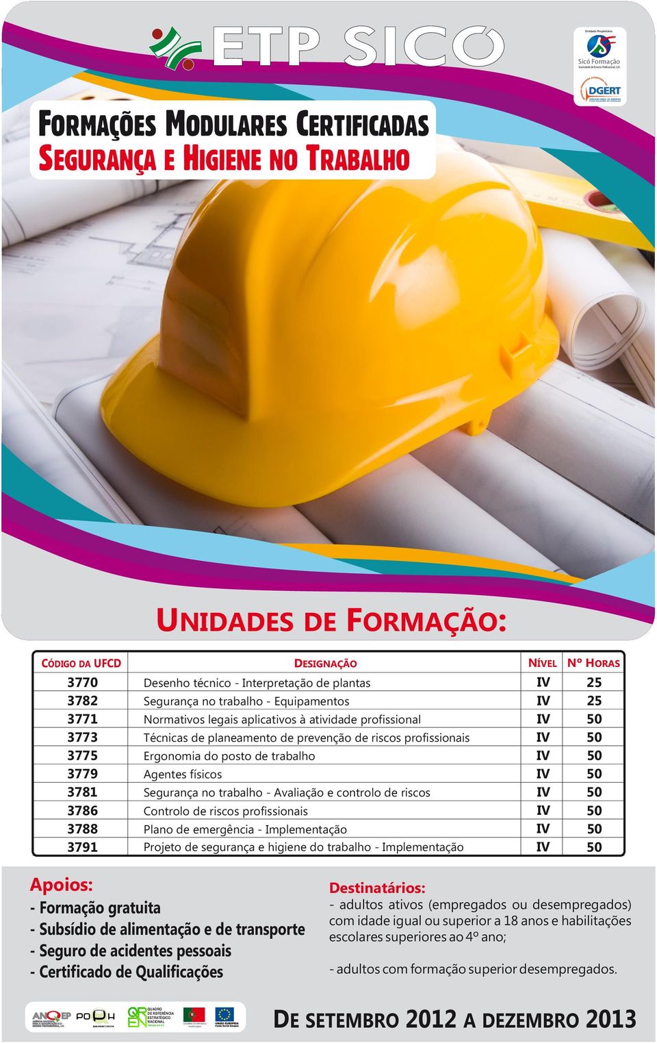 legais aplicativos à atividade profissional Técnicas de planeamento de prevenção de riscos profissionais Ergonomia do posto de trabalho Agentes físicos Segurança no