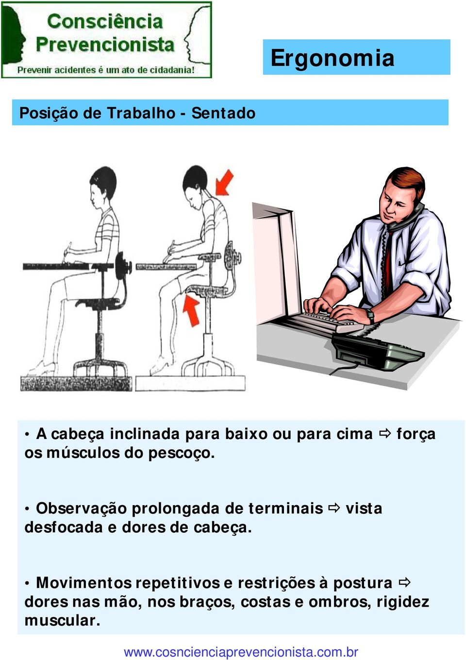 Observação prolongada de terminais vista desfocada e dores de cabeça.