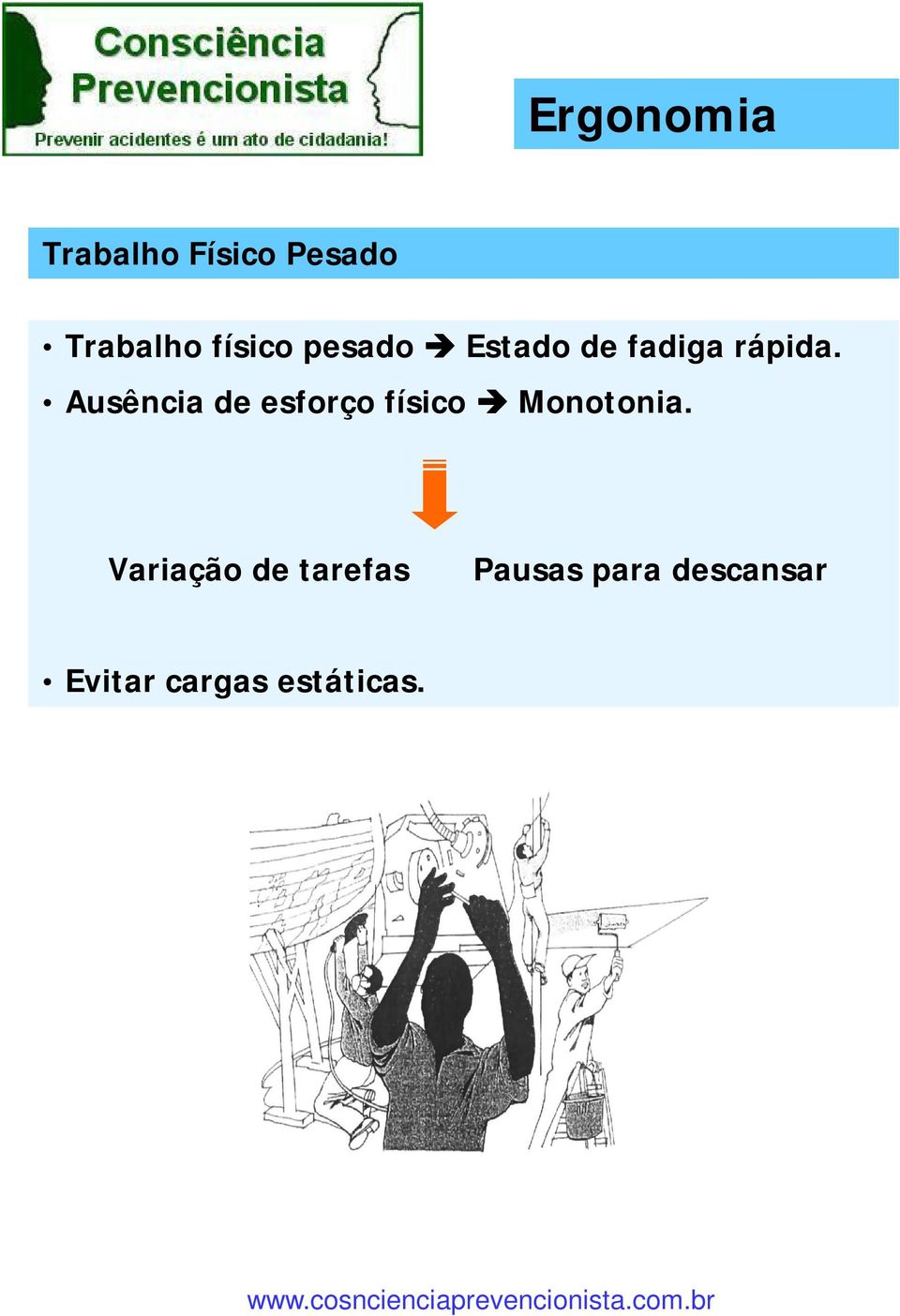 Ausência de esforço físico Monotonia.