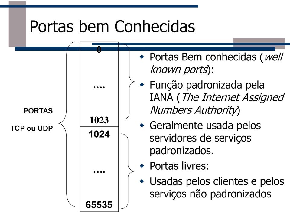 IANA (The Internet Assigned Numbers Authority) Geralmente usada pelos