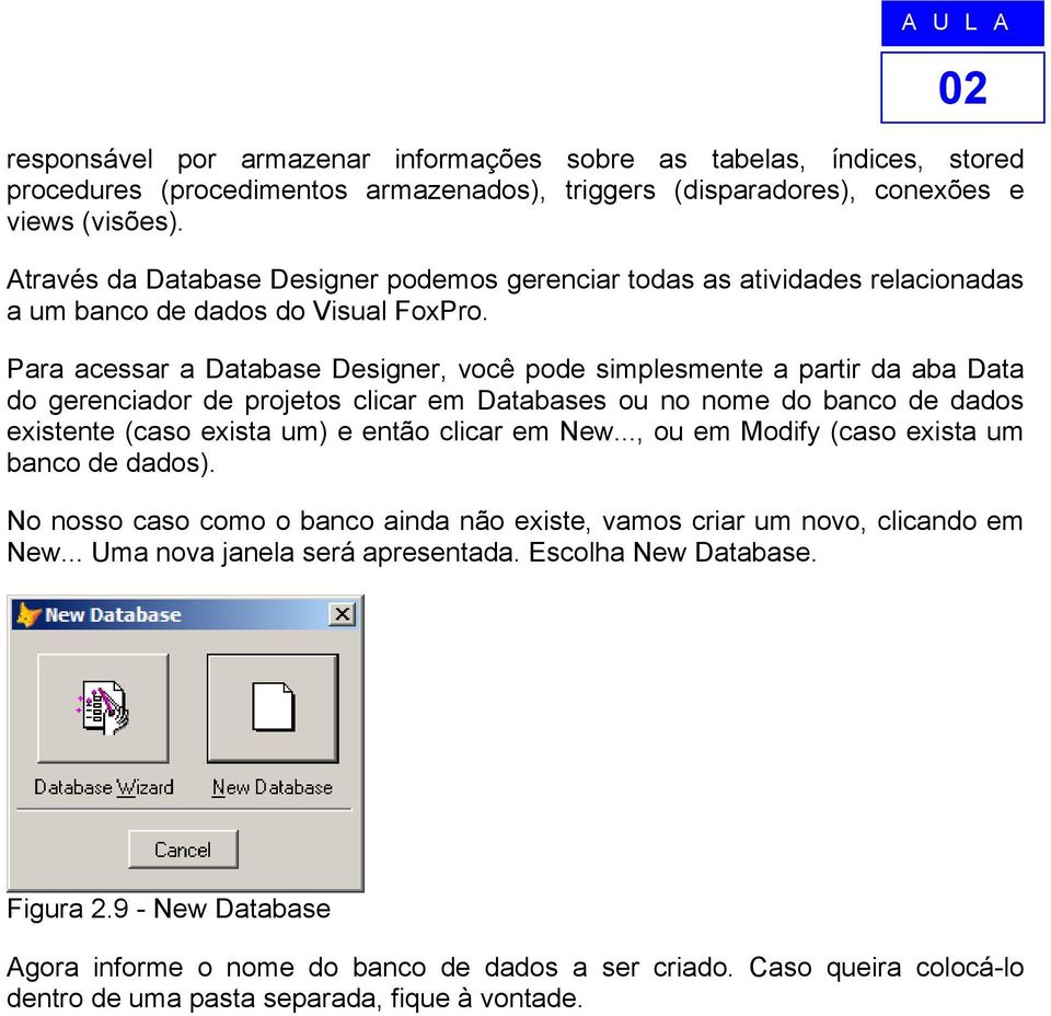 Para acessar a Database Designer, você pode simplesmente a partir da aba Data do gerenciador de projetos clicar em Databases ou no nome do banco de dados existente (caso exista um) e então clicar em