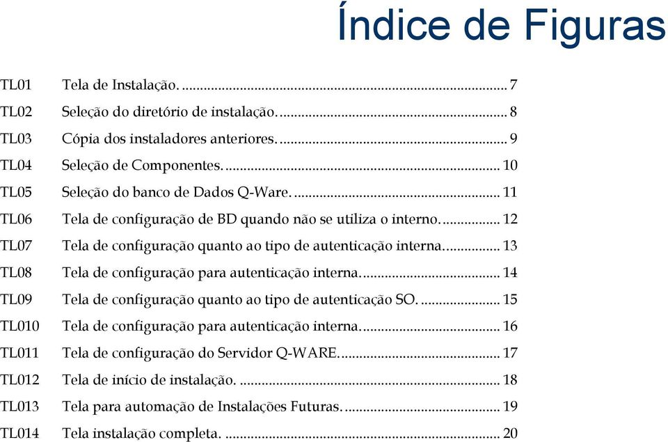 ... 12 TL07 Tela de configuração quanto ao tipo de autenticação interna.... 13 TL08 Tela de configuração para autenticação interna.