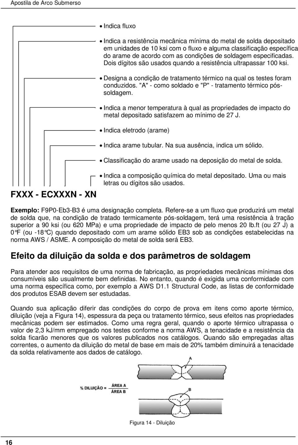 "A" - como soldado e "P" - tratamento térmico póssoldagem. Indica a menor temperatura à qual as propriedades de impacto do metal depositado satisfazem ao mínimo de 27 J.