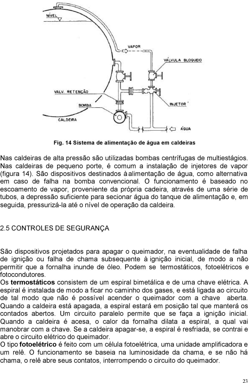 O funcionamento é baseado no escoamento de vapor, proveniente da própria cadeira, através de uma série de tubos, a depressão suficiente para secionar água do tanque de alimentação e, em seguida,